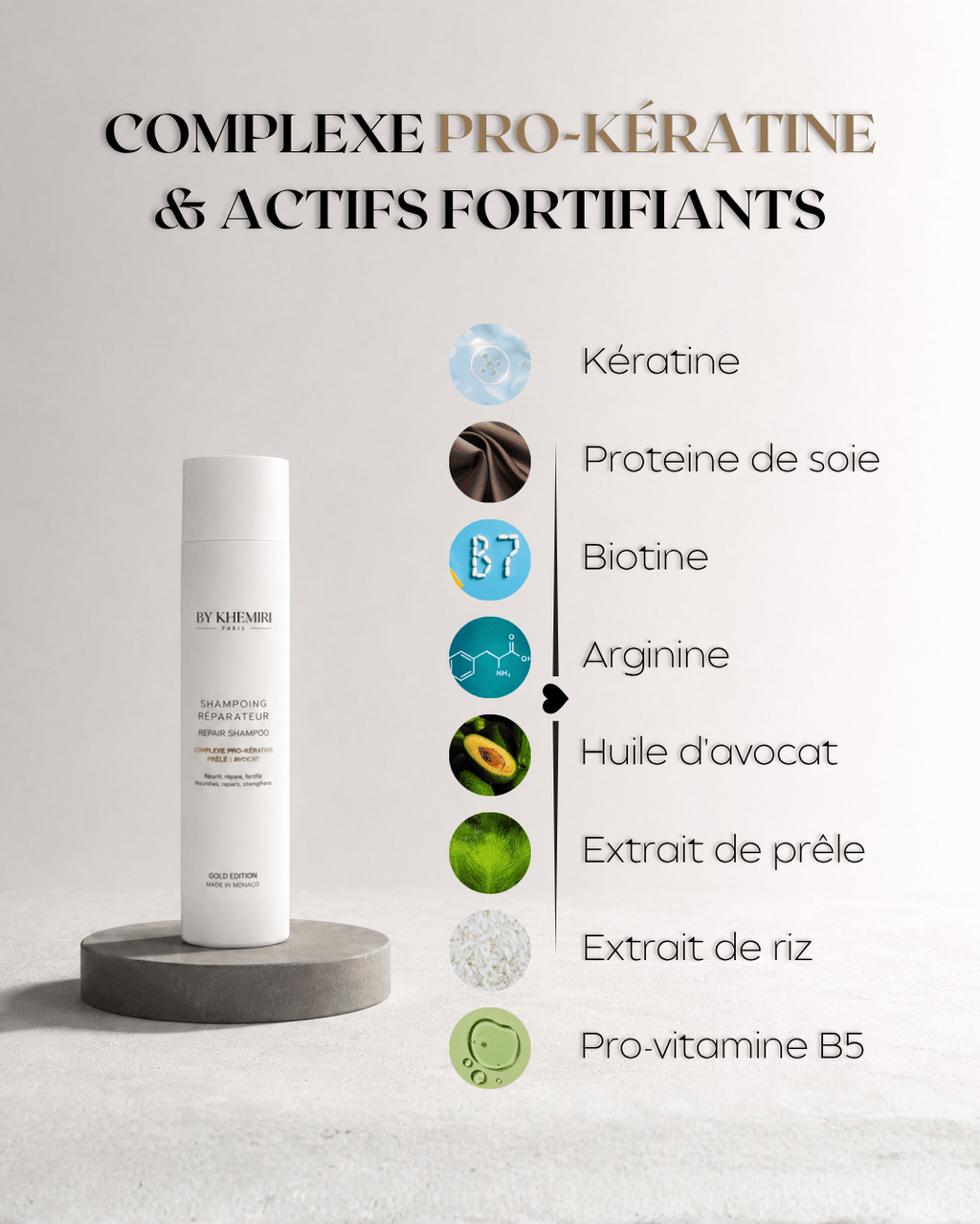 Shampoing Réparateur à la Kératine Sans Sulfate | ByKhemiri