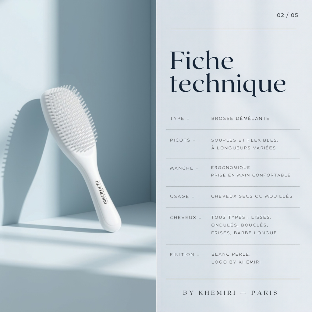 Brosse démêlante FlexGlide By Khemiri – démêlage cheveux mouillés